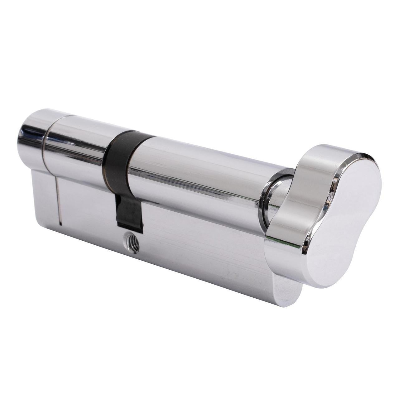 Mila 55/45 Chrome Thumb Turn Euro Cylinder- Paired Alike (Two Cylinders)