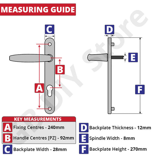 Fab & Fix Blenheim Lev/Lev uPVC Door Handles 240mm Fixing Centre