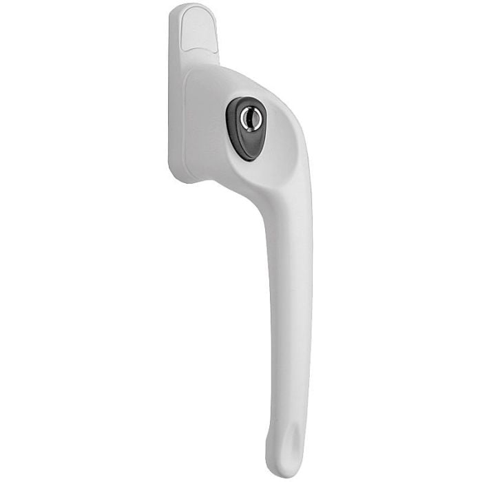 Espag White locking window handle. Right hand hung window handle. 